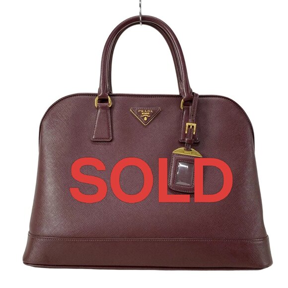 PRADA - Bordeaux Saffiano Leather Handbag 839-060825 - Picture 1 of 14